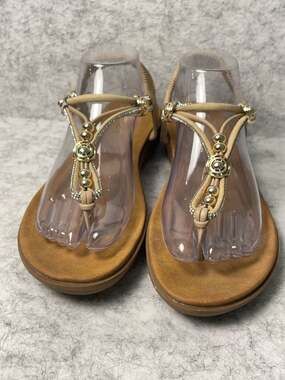 Patrizia by Spring Step Women's Rhinestone Embellished Thong Sandals Size 10